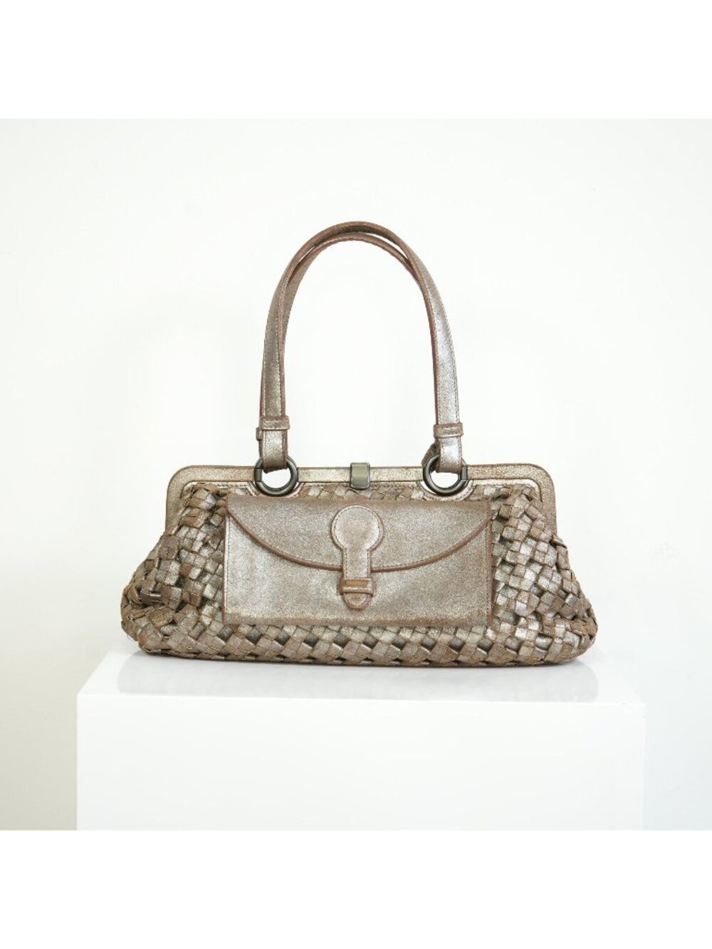 Bottega Veneta Intrecciato Woven Metallic Leather Finish